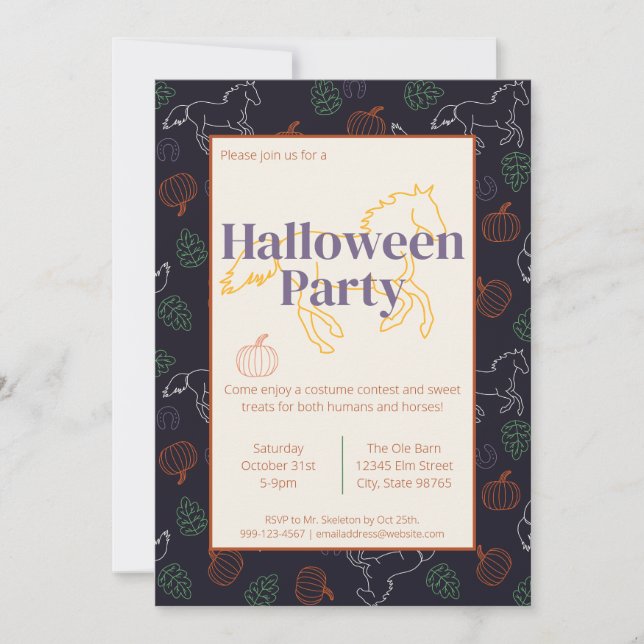 Classy Upscale Horse Barn Halloween Party Invitation (Front)