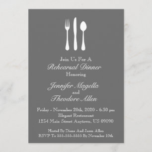 Classy Utensils Rehearsal Dinner Invite (Grey)