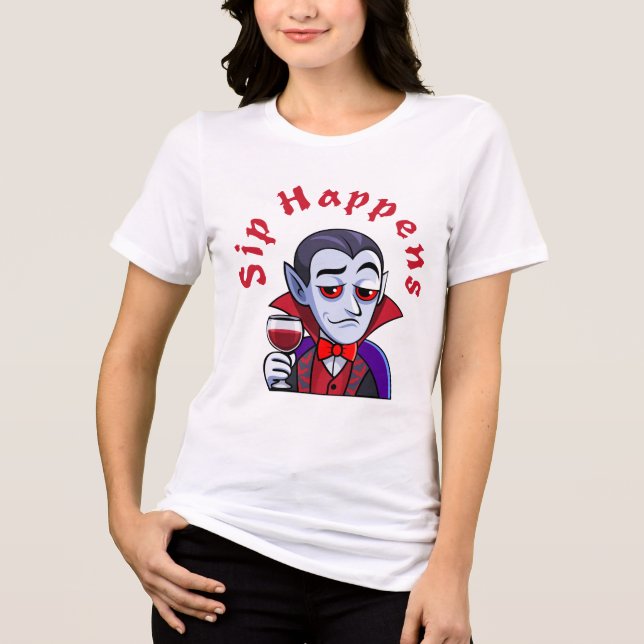 Classy Vampire – Sip Happens Tri-Blend Shirt (Front)