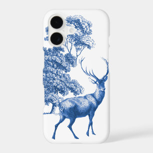 Classy Vintage Blue Toile Deer in Forest