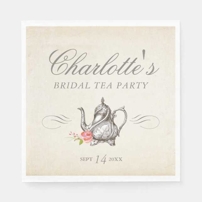 Classy Vintage Bridal Tea Party Napkins (Front)