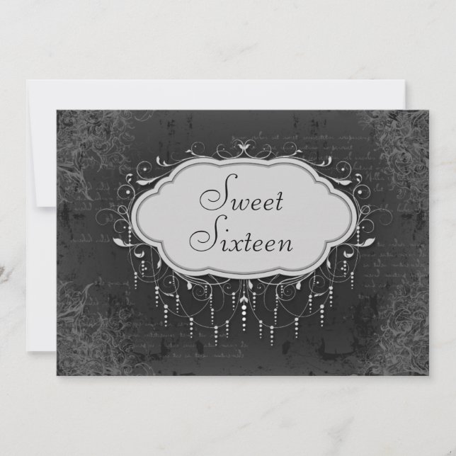 Classy Vintage Chandelier Ornament Sweet 16 Invitation (Front)
