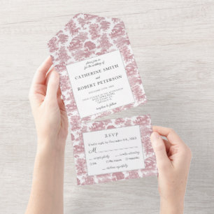 Classy Vintage Chic Elegant Blue Horse Toile All I All In One Invitation