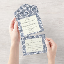 Classy Vintage Chic Elegant Blue Horse Toile