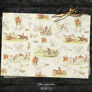 Classy Vintage English Horse Riders Hounds Hunting Tissue Paper