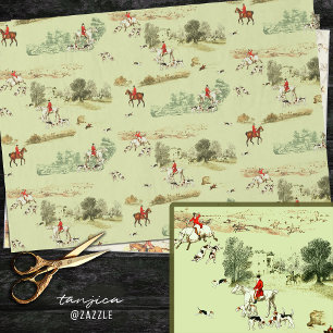 Classy Vintage English Horse Riders Hounds Hunting Tissue Paper