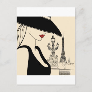 Classy Vintage Fashion in Paris Postcard