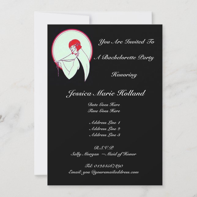 Classy Vintage Flapper ~ Bachelorette Invitation (Front)