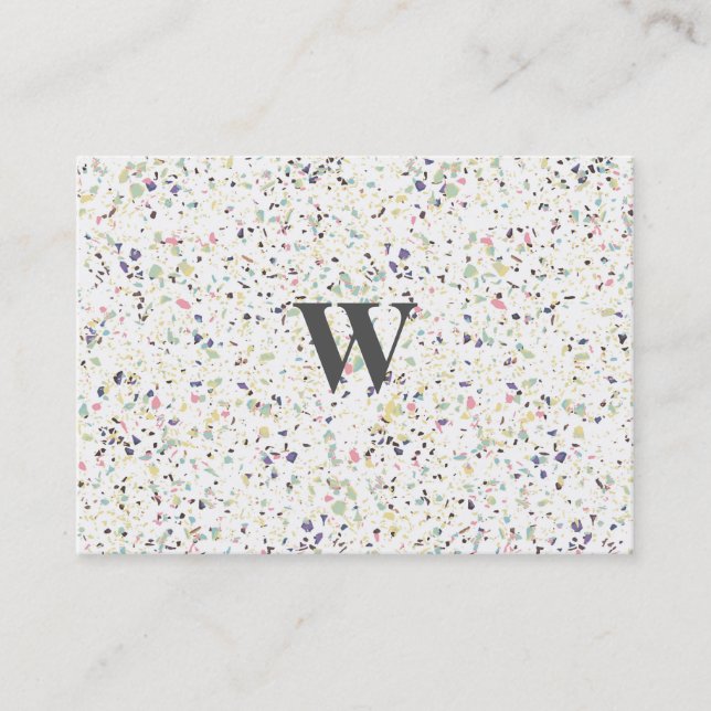 Classy vintage marble terrazzo pastel design business card (Front)