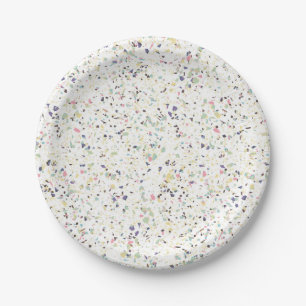 Classy vintage marble terrazzo pastel design paper plate