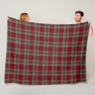 Classy Vintage Red Green Textured Tartan Plaid Fleece Blanket