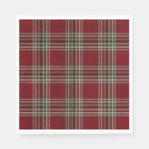 Classy Vintage Red Green Textured Tartan Plaid Napkin