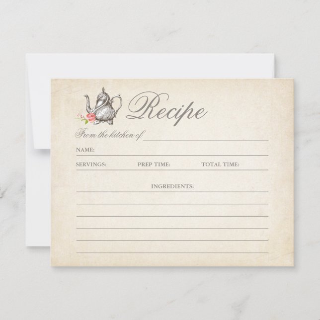 Classy Vintage Tea Party Recipe Card (Front)