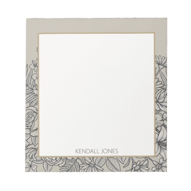 Classy Vintage Wildflower Custom Notepad (Front)