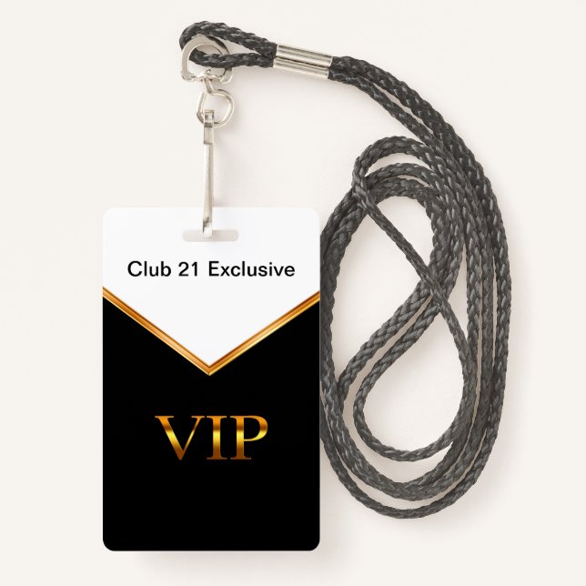 Classy VIP Club Wearable Entry Name Badges ID Badge (Front with Lanyard)