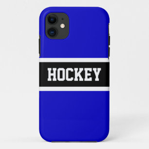 Classy Vivid Blue Hockey Sports Letters Stripes iPhone 11 Case
