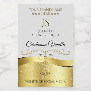 Classy Wavy Gold Decor Light Grey Monogram Label