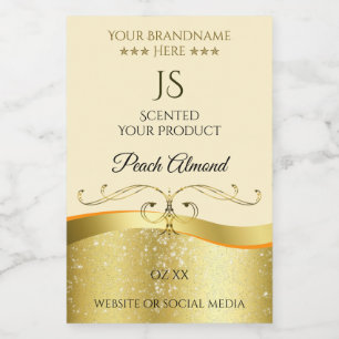Classy Wavy Gold Decor Light Peach Monogram Label