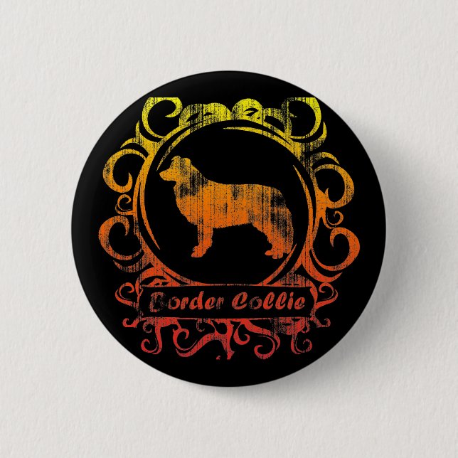 Classy Weathered Border Collie 6 Cm Round Badge (Front)
