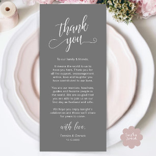 Classy Wedding Dinner Place Setting Thank You Card