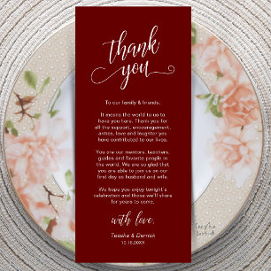 Classy Wedding Dinner Place Setting Thank You Card