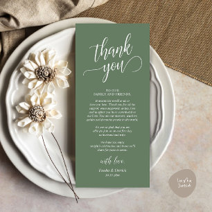 Classy Wedding Dinner Place Setting Thank You Card