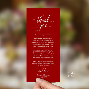Classy Wedding Dinner Place Setting Thank You Card