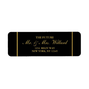 Classy Wedding Gold Foil - Black Return Address Label
