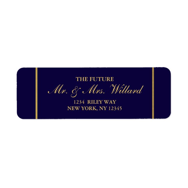 Classy Wedding Gold Foil - Navy Return Address Label (Front)