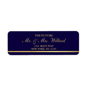 Classy Wedding Gold Foil - Navy Return Address Return Address Label
