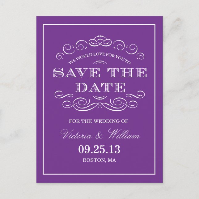 CLASSY WEDDING  | SAVE THE DATE ANNOUNCEMENT POSTCARD (Front)