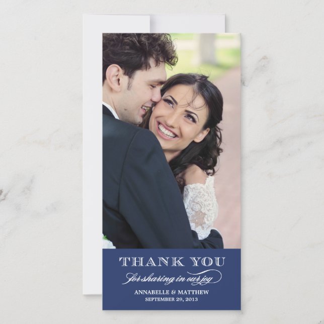Classy Wedding Thank You Photo Card (Front)