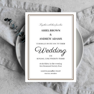 Classy wedding white invitation card