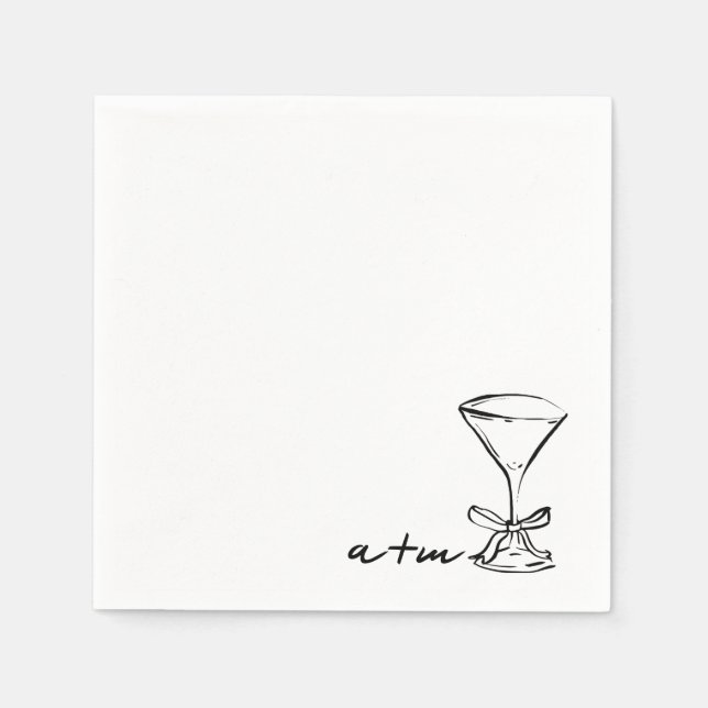 Classy Whimsical Custom Cocktail Wedding Napkins (Front)