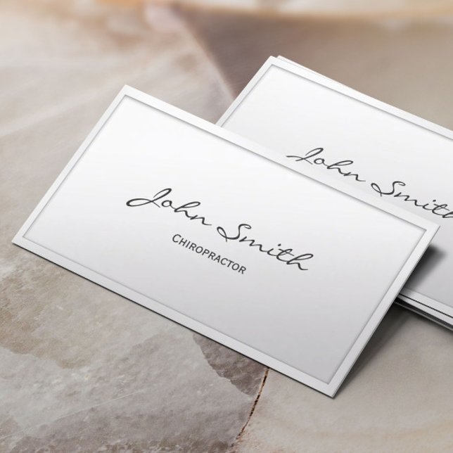 Classy White Border Chiropractor Chiropractic Business Card (Creator Uploaded)