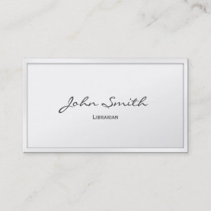 Classy White Border Librarian Business Card