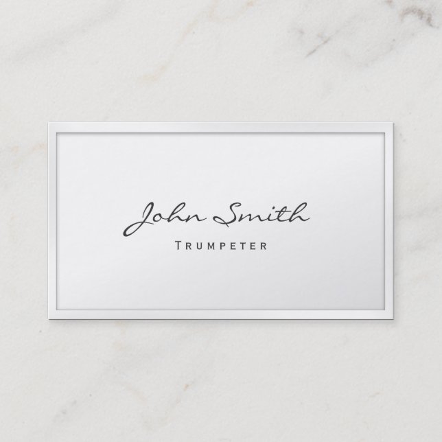 Classy White Border Trumpeter Business Card (Front)