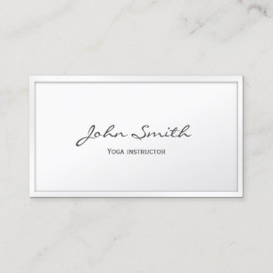 Classy White Border Yoga instructor Business Card