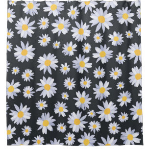 Classy White Daisy Flowers Botanical Grey design Shower Curtain