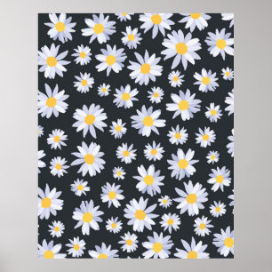 Classy White Daisy Flowers Botanical Poster
