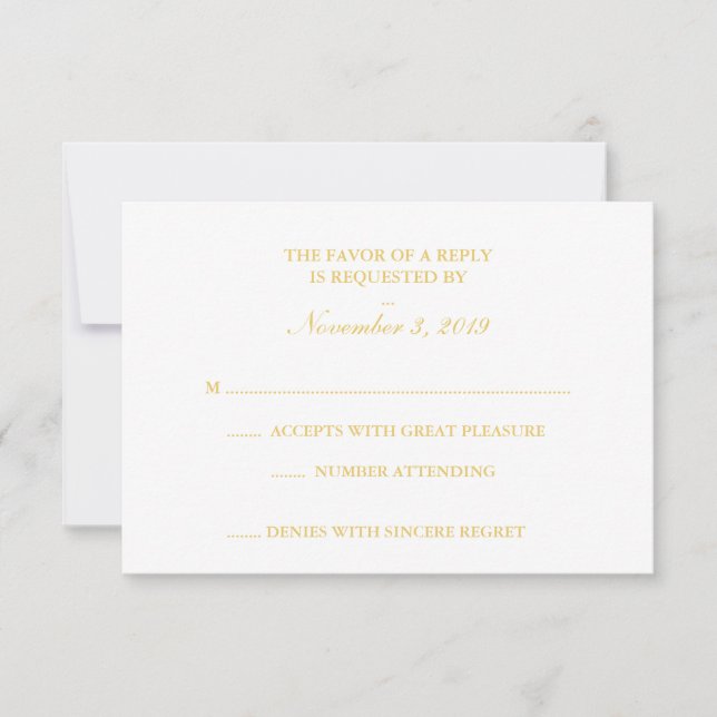Classy White & Gold RSVP (Front)