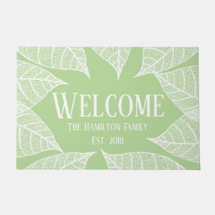 Classy White Leaf Skeletons Personalised Doormat