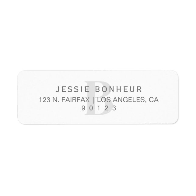 Classy White & Light Grey Return Address Label (Front)