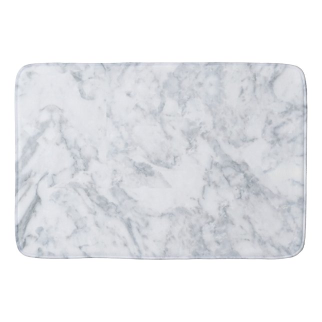 Classy White Marble Look Bath Mat (Front)