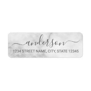 Classy White Marble Script Return Address Label