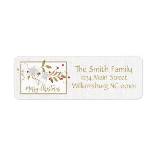 Classy White Merry Christmas Return Address  Label
