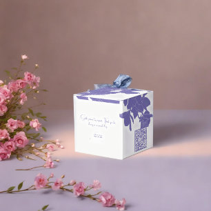 classy white & purple flowry  favour box