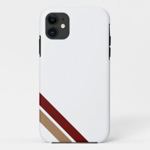Classy White Retro Dark Red Brown Corner Stripes Case-Mate iPhone Case