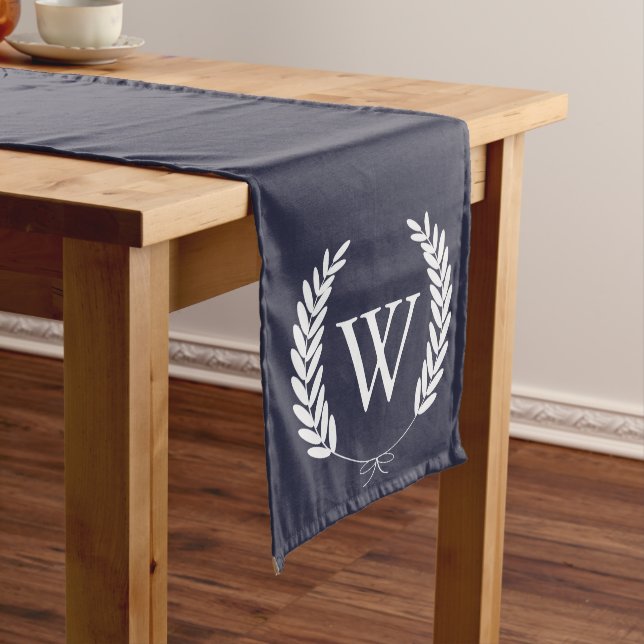 Classy White Wheat Laurels - Personalised Medium Table Runner (In Situ)