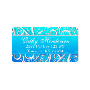 Classy Winter Blue Flourishes Address Label